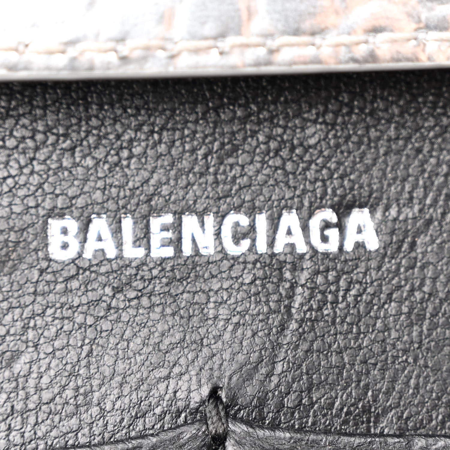 Balenciaga Metallic Calfskin Crocodile Embossed Hourglass Chain Bag Silver 6 of 17
