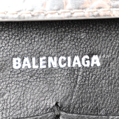 Balenciaga Metallic Calfskin Crocodile Embossed Hourglass Chain Bag Silver 6 of 17