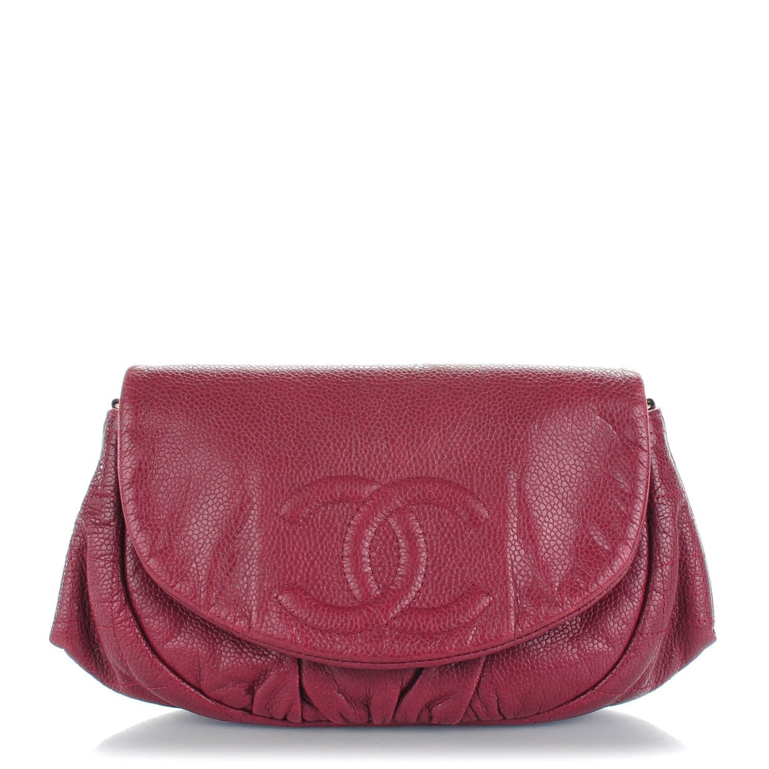 Chanel Caviar Half Moon Wallet On Chain WOC Dark Red 1 of 8