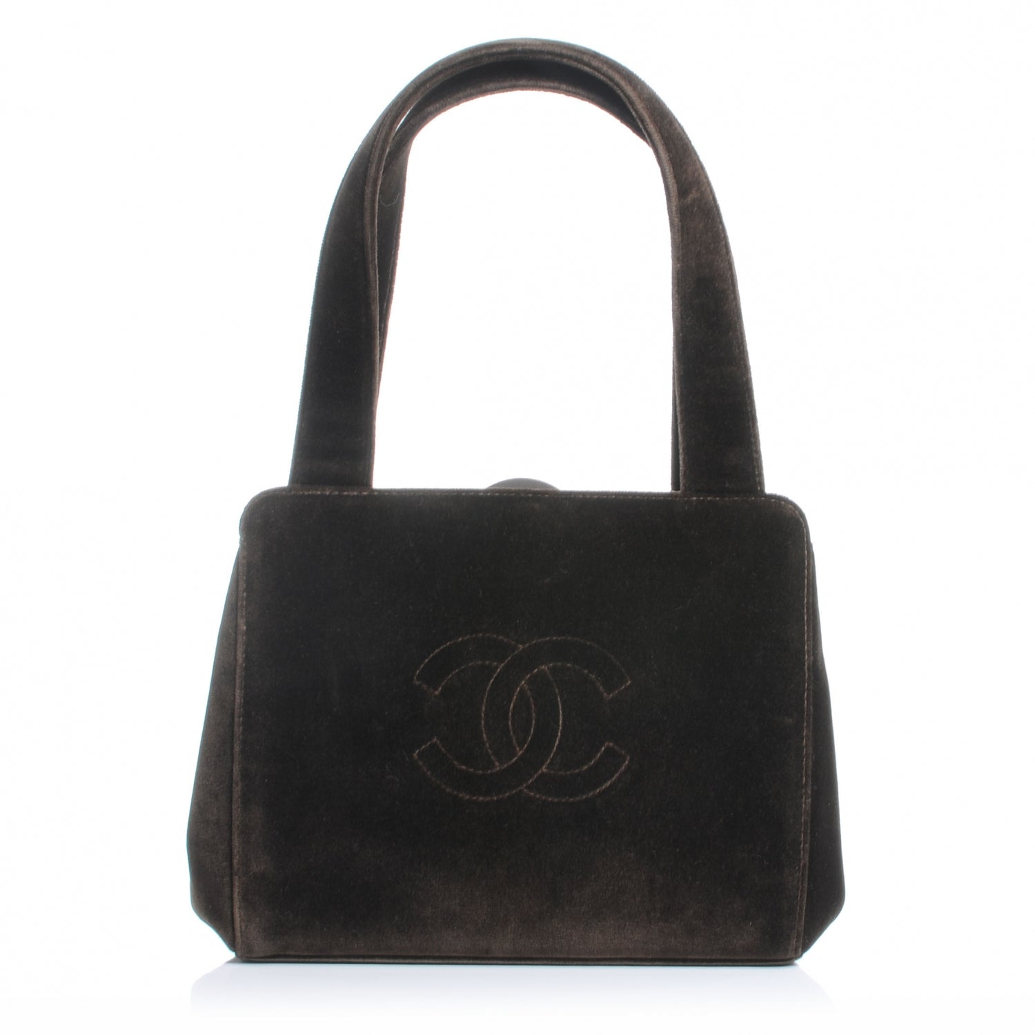 Chanel Velvet CC Framed Evening Bag Brown 1 of 8