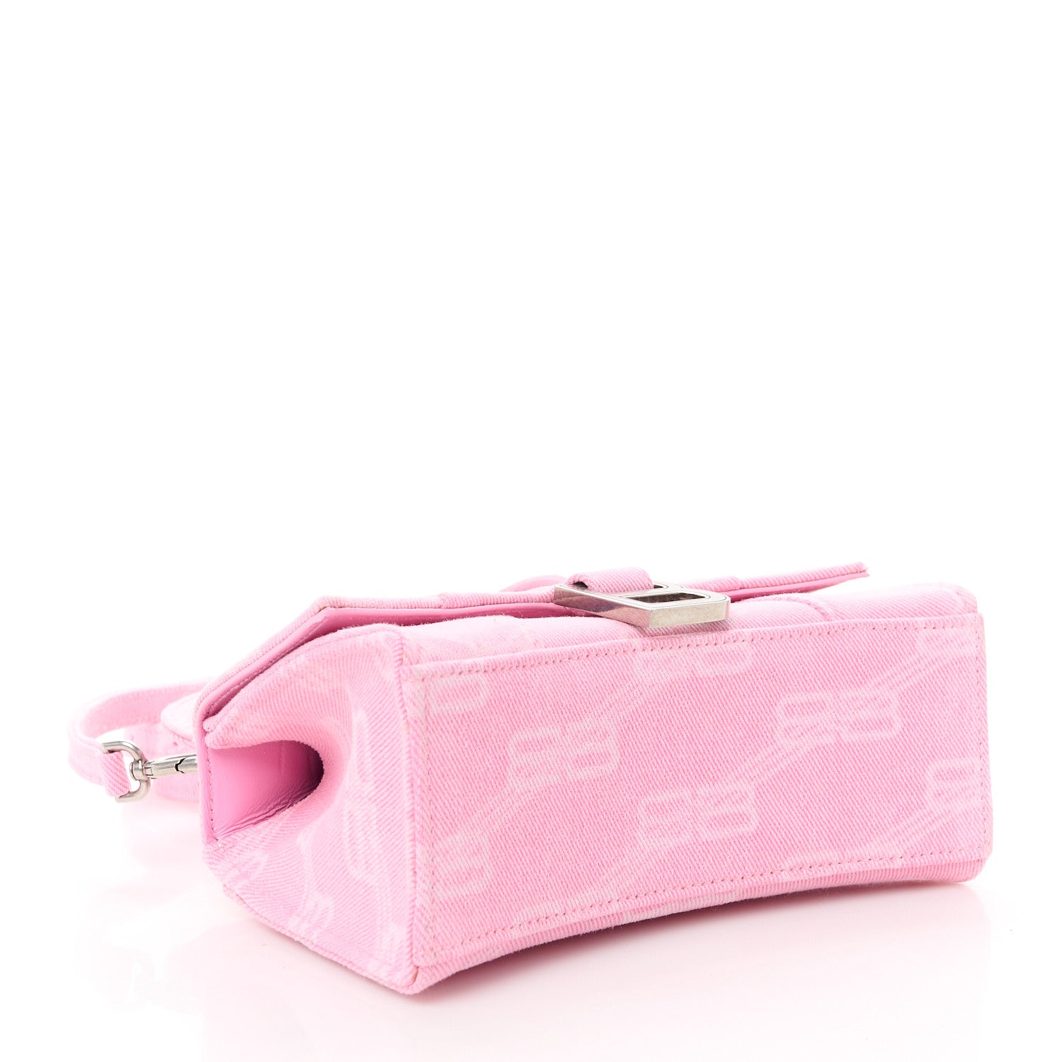Balenciaga Washed Denim BB Monogram Hourglass Top Handle Bag XS Pink 4 of 11