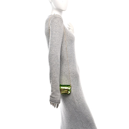 Fendi Sequin Paillettes Shiny Nappa Sex and the City Nano Maxi Buckle Baguette Charm Wasabi 2 of 12