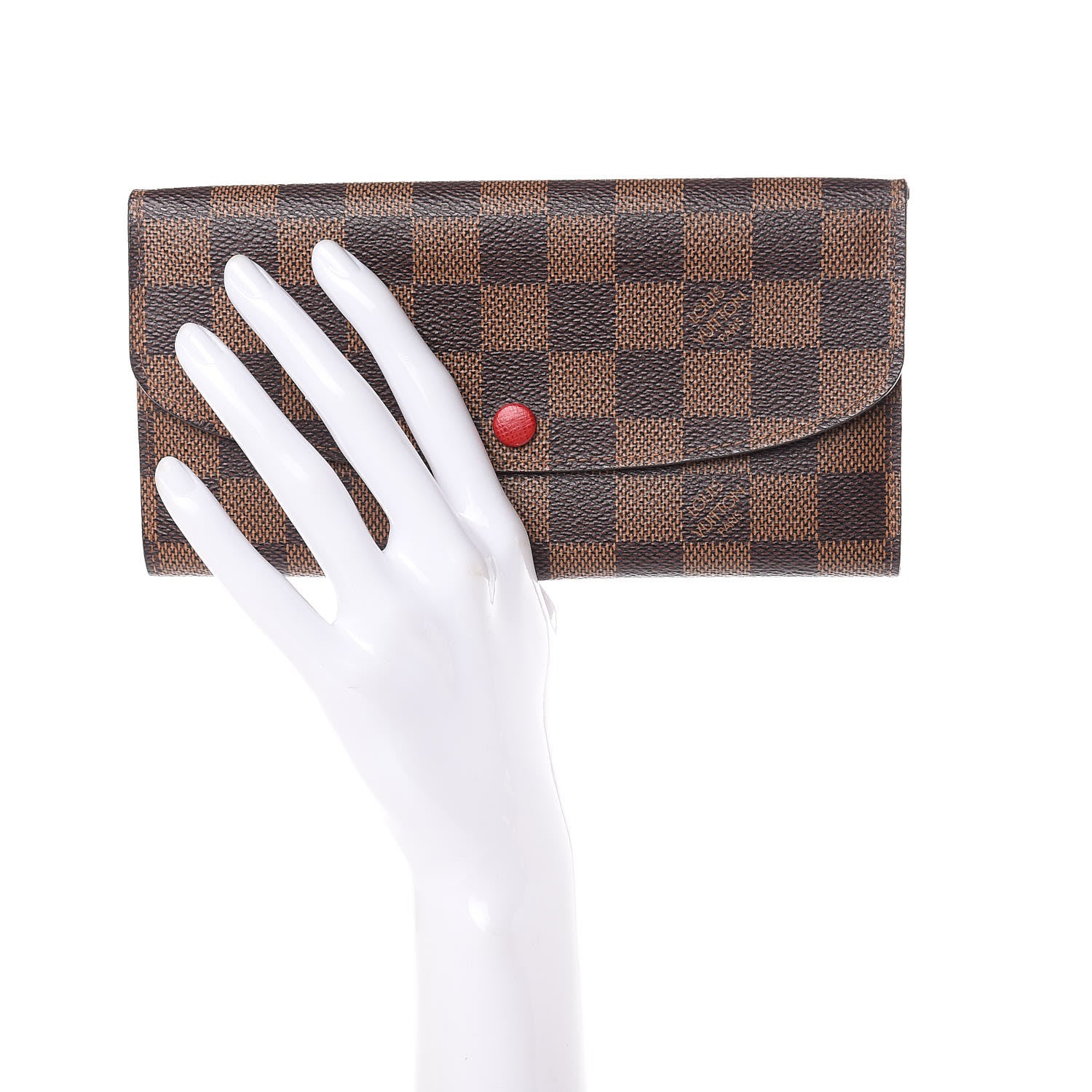 Louis Vuitton Damier Ebene Emilie Wallet Red 2 of 8