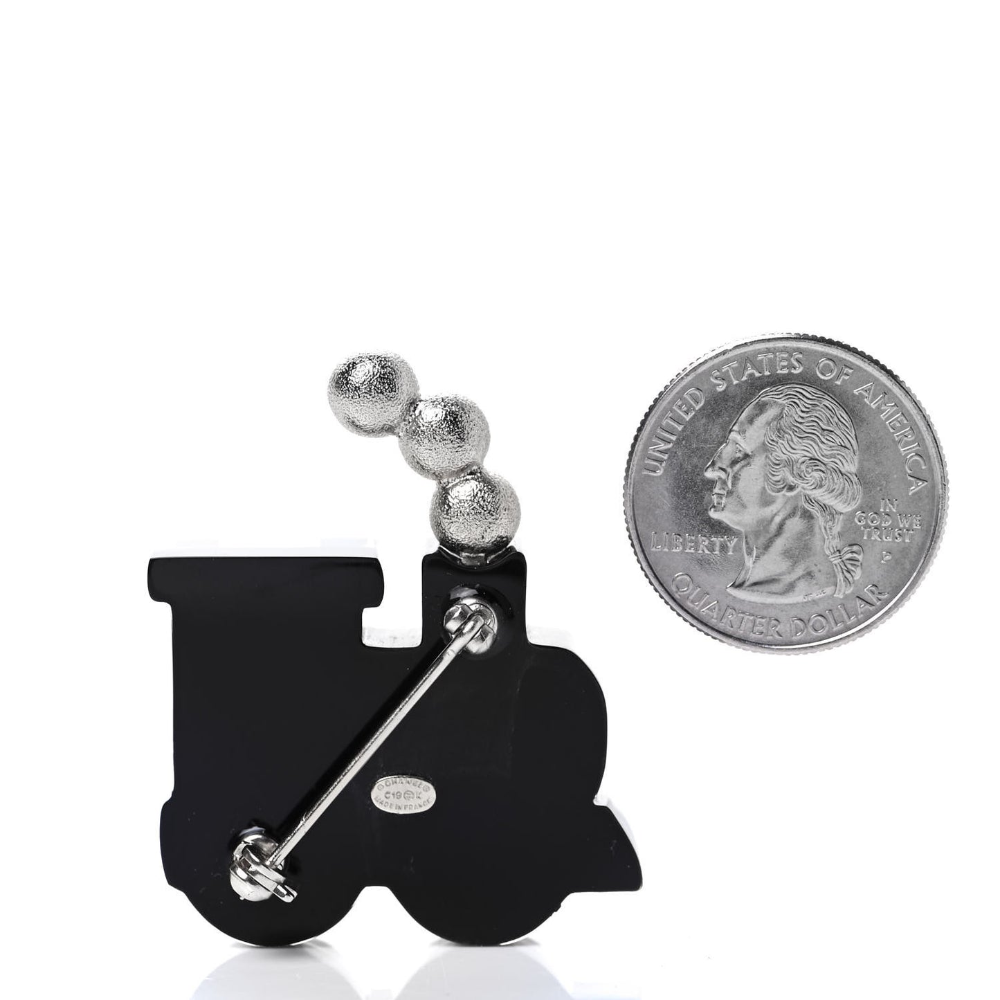 Resin Pearl Coco Train Brooch Blue White Gold