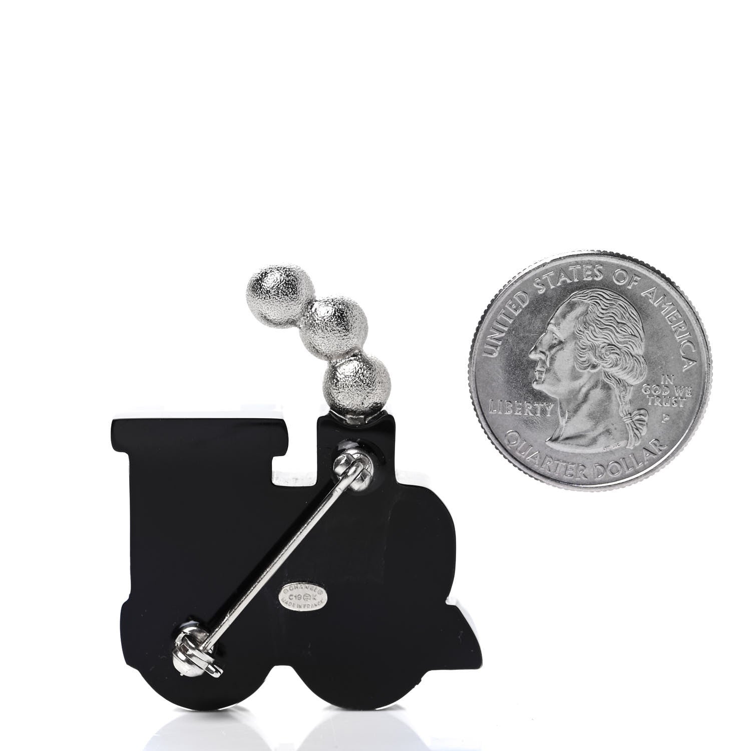 Chanel Resin Pearl Coco Train Brooch Blue White Gold 2 of 4