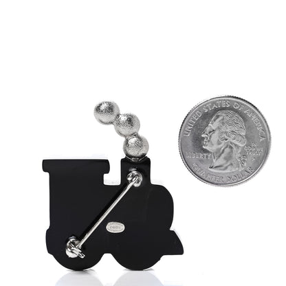 Chanel Resin Pearl Coco Train Brooch Blue White Gold 2 of 4