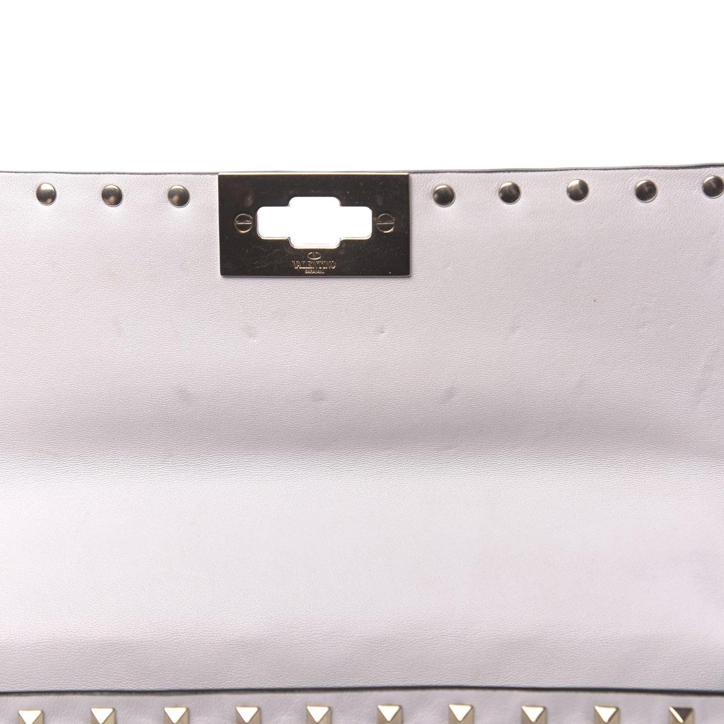 Lambskin VLTN Print Medium Rockstud Spike Shoulder Bag Optic White Black