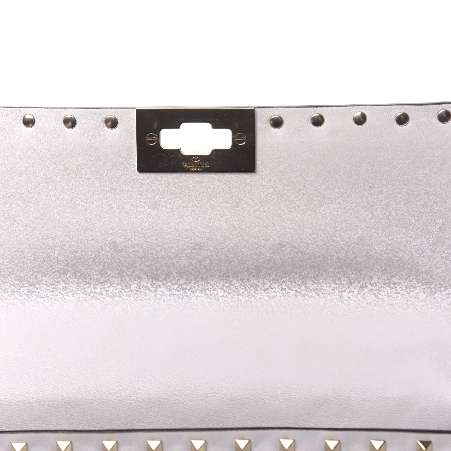Valentino Garavani Lambskin VLTN Print Medium Rockstud Spike Shoulder Bag Optic White Black 10 of 13