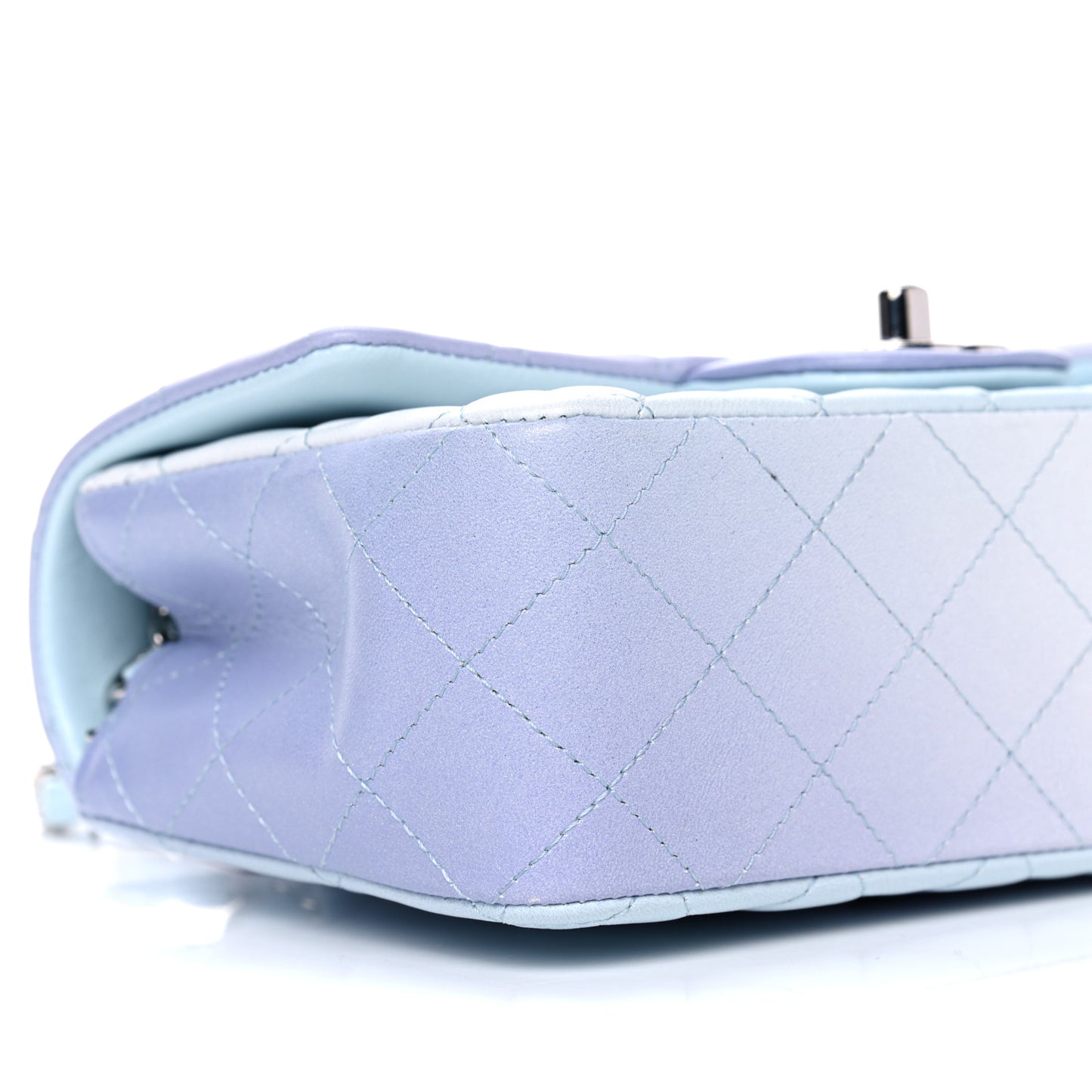 Perforated Lambskin Quilted Mini Rectangular Flap Light Blue Light Purple White
