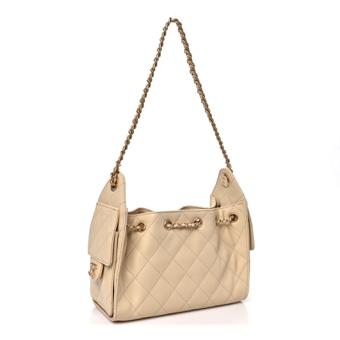 Caviar Quilted Mini Chanel 25 Handbag Beige