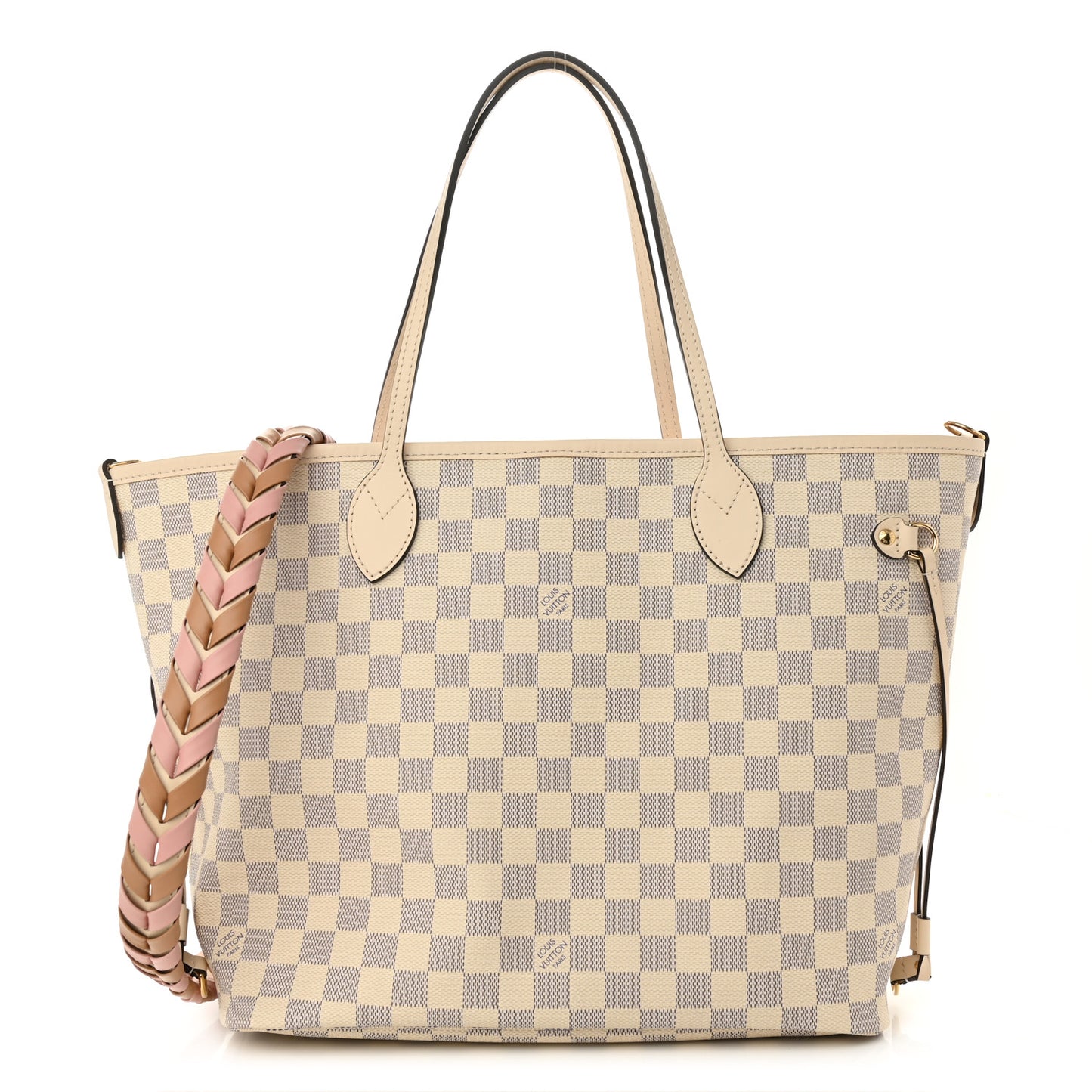 Damier Azur Braided Neverfull MM Pink