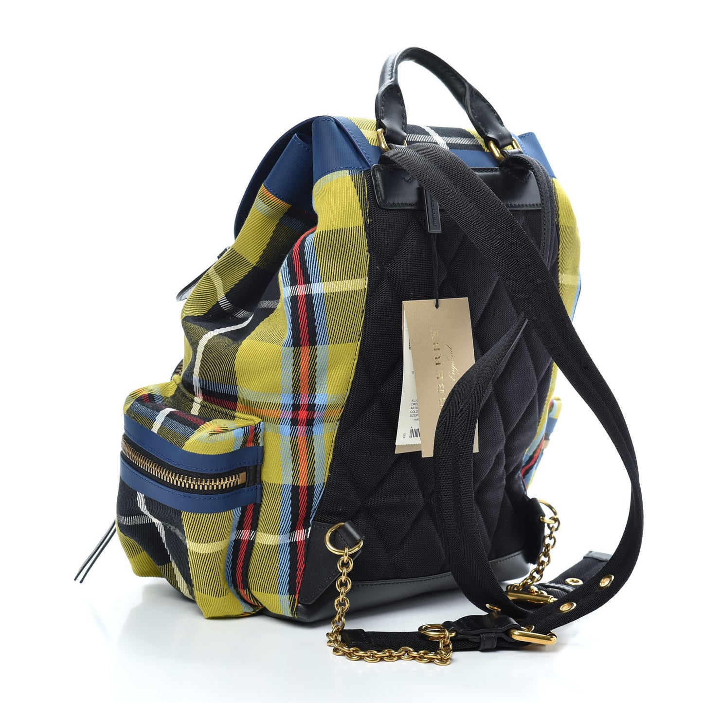 Canvas Tartan Medium Rucksack Backpack Flax Yellow