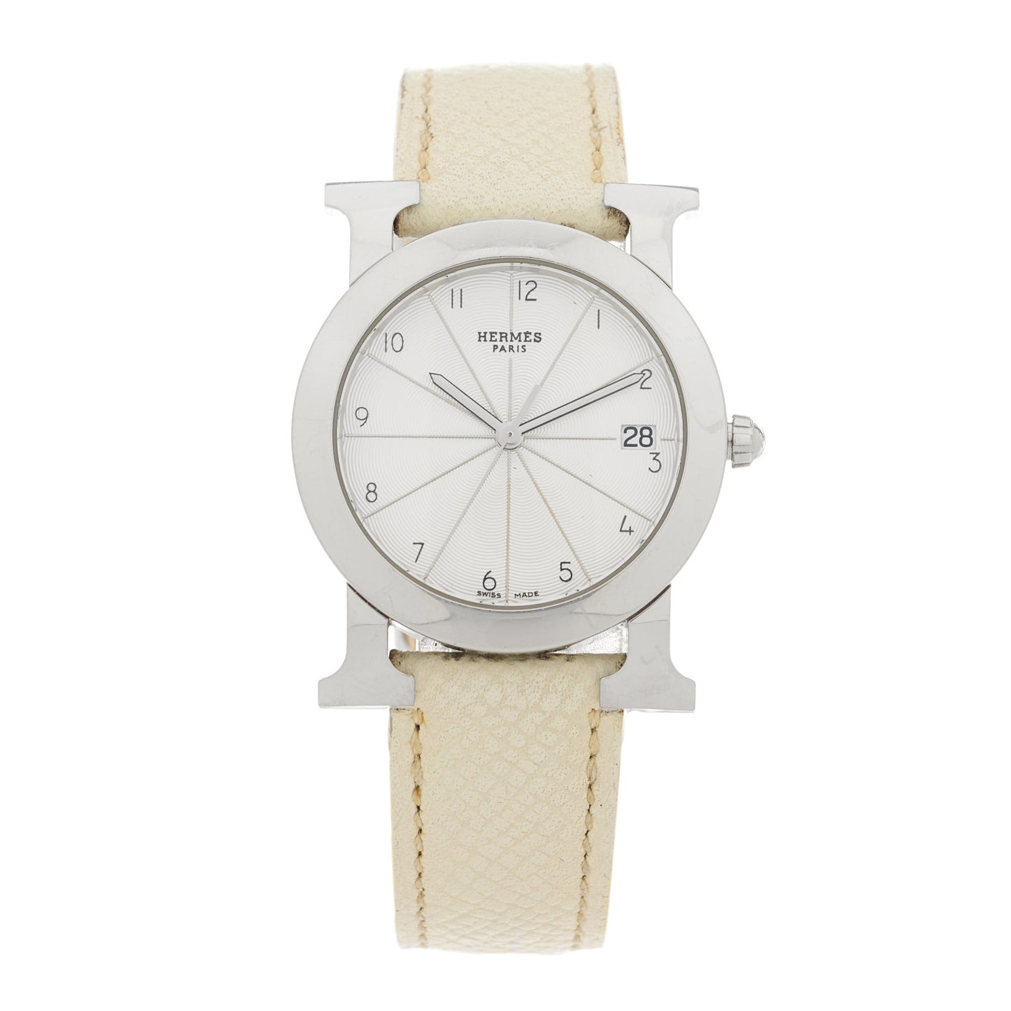 Stainless Steel Epsom 31mm Heure H Ronde Quartz Watch Blanc