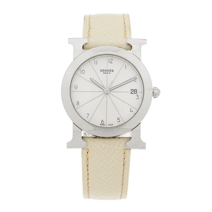 Hermes Stainless Steel Epsom 31mm Heure H Ronde Quartz Watch Blanc 1 of 5