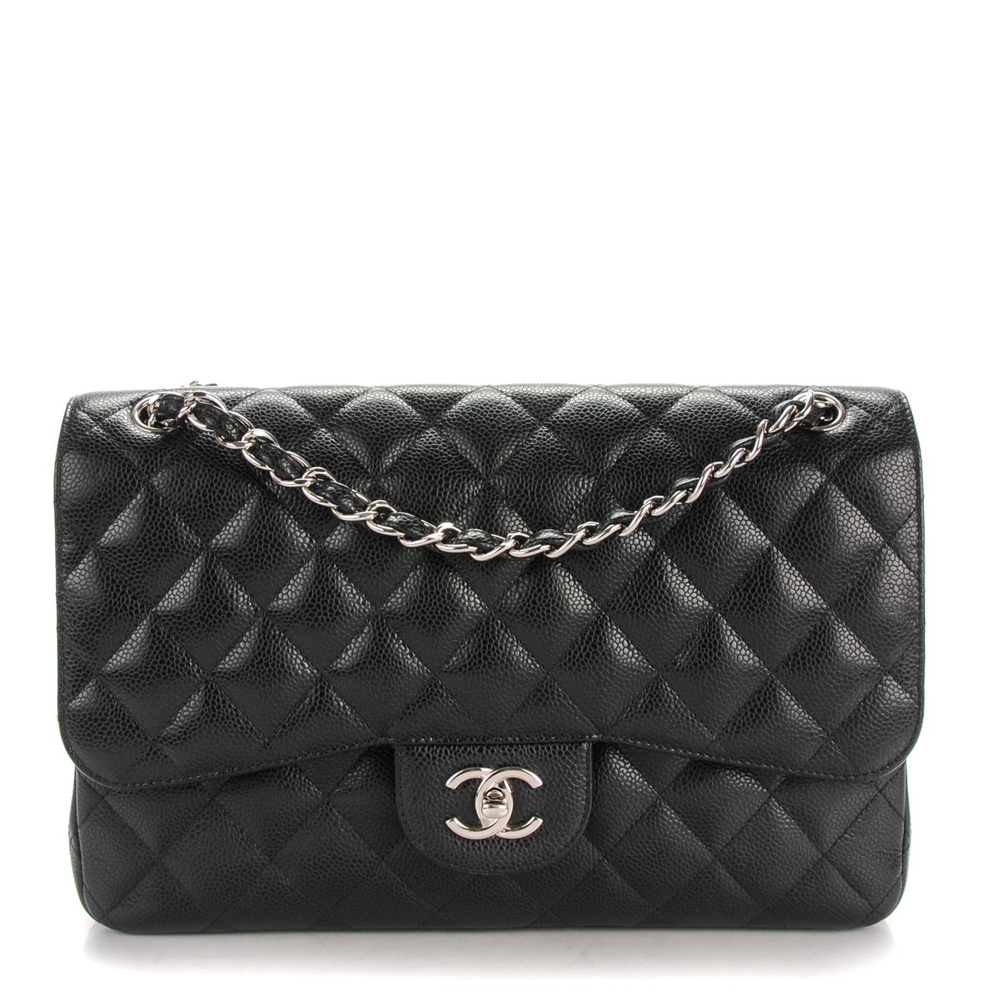 Caviar Quilted Jumbo Double Flap Black