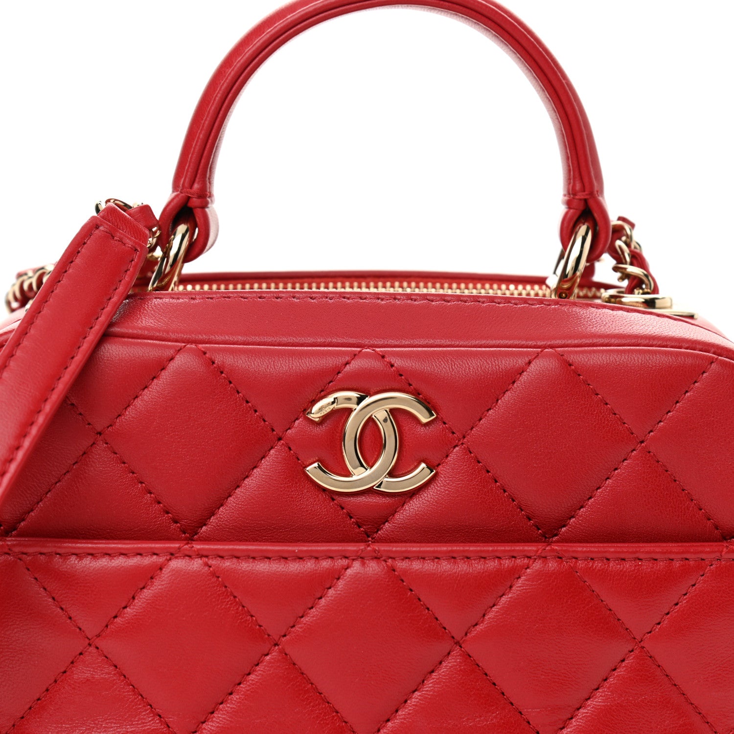 Chanel Lambskin Quilted Small Trendy CC Bowling Bag Red 9 of 12