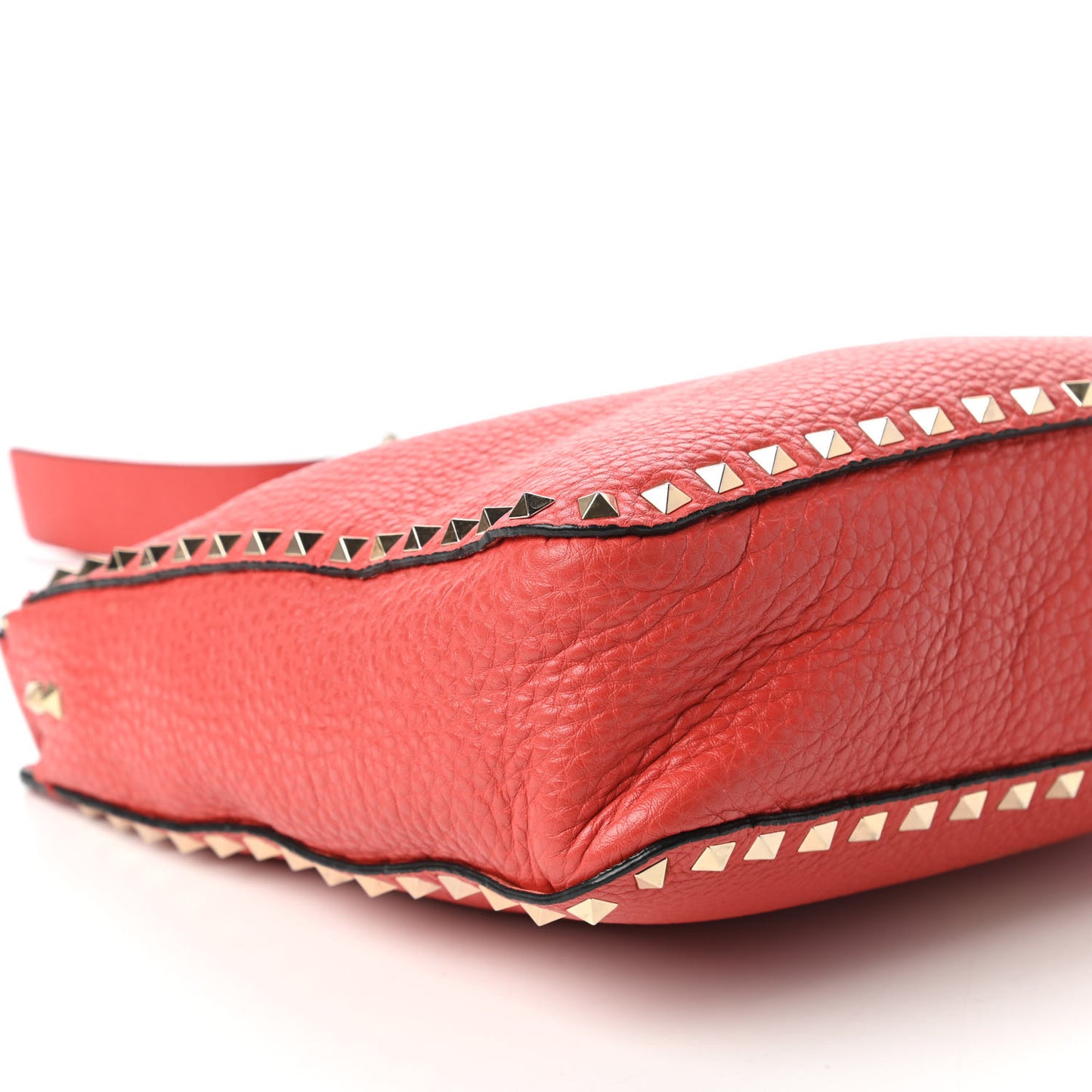 Pebbled Calfskin Small Rockstud Flip-Lock Messenger Bag Deep Coral