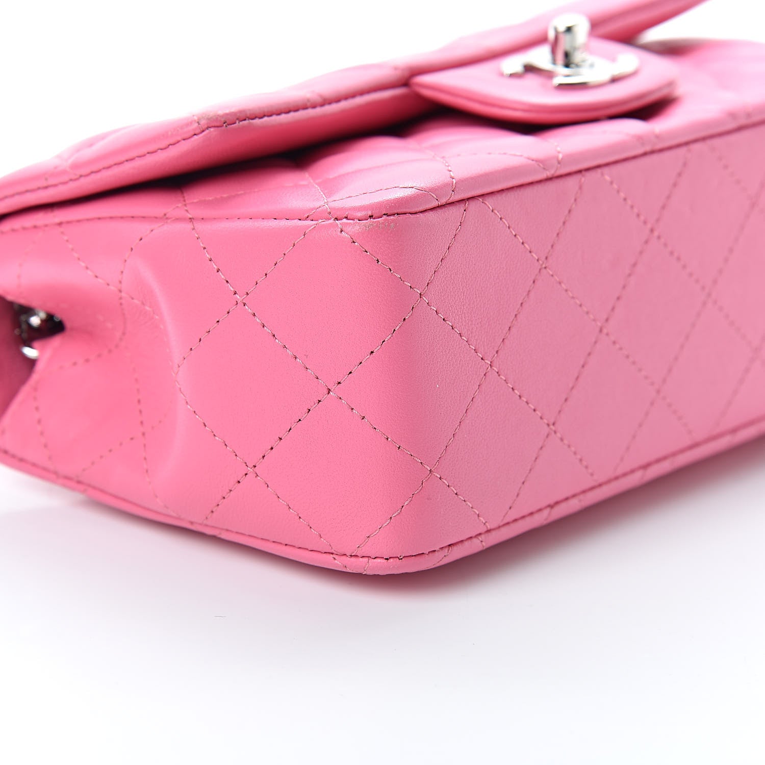 Chanel Lambskin Quilted Mini Rectangular Flap Dark Pink 9 of 11