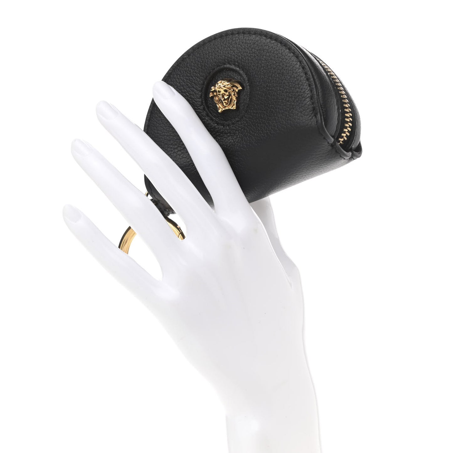 Calfskin Medusa Coin Pouch Black