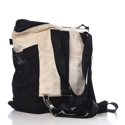 Chanel Nylon Sport Backpack Tote Beige Black 4 of 15