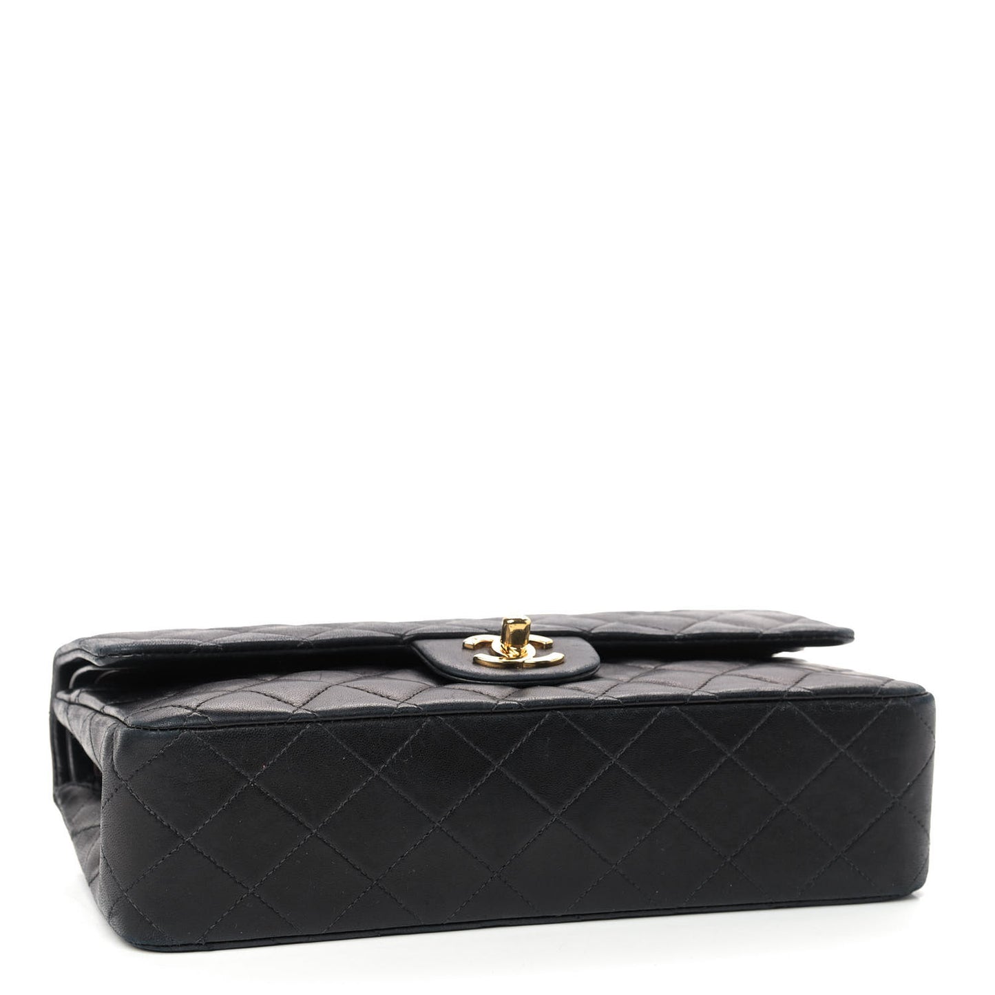 Lambskin Quilted Medium Double Flap Black
