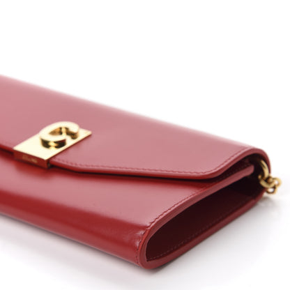 Celine Shiny Smooth Calfskin C Wallet On Chain Bag Red 7 of 11