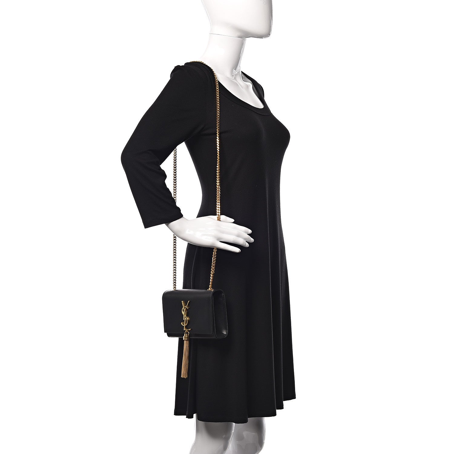 Saint Laurent Calfskin Small Classic Monogram Kate Tassel Satchel Black 2 of 10