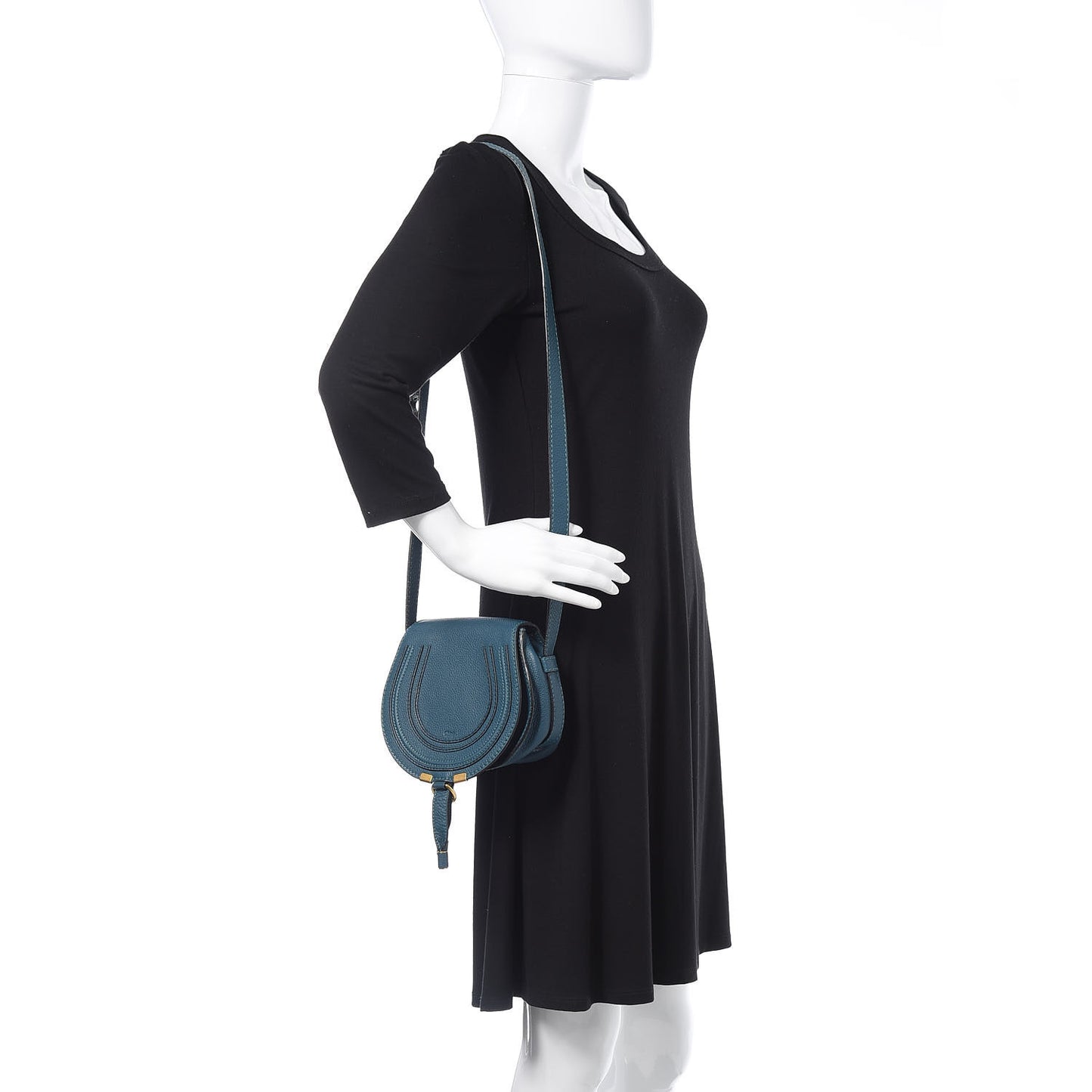Calfskin Mini Marcie Round Crossbody Bag Teal