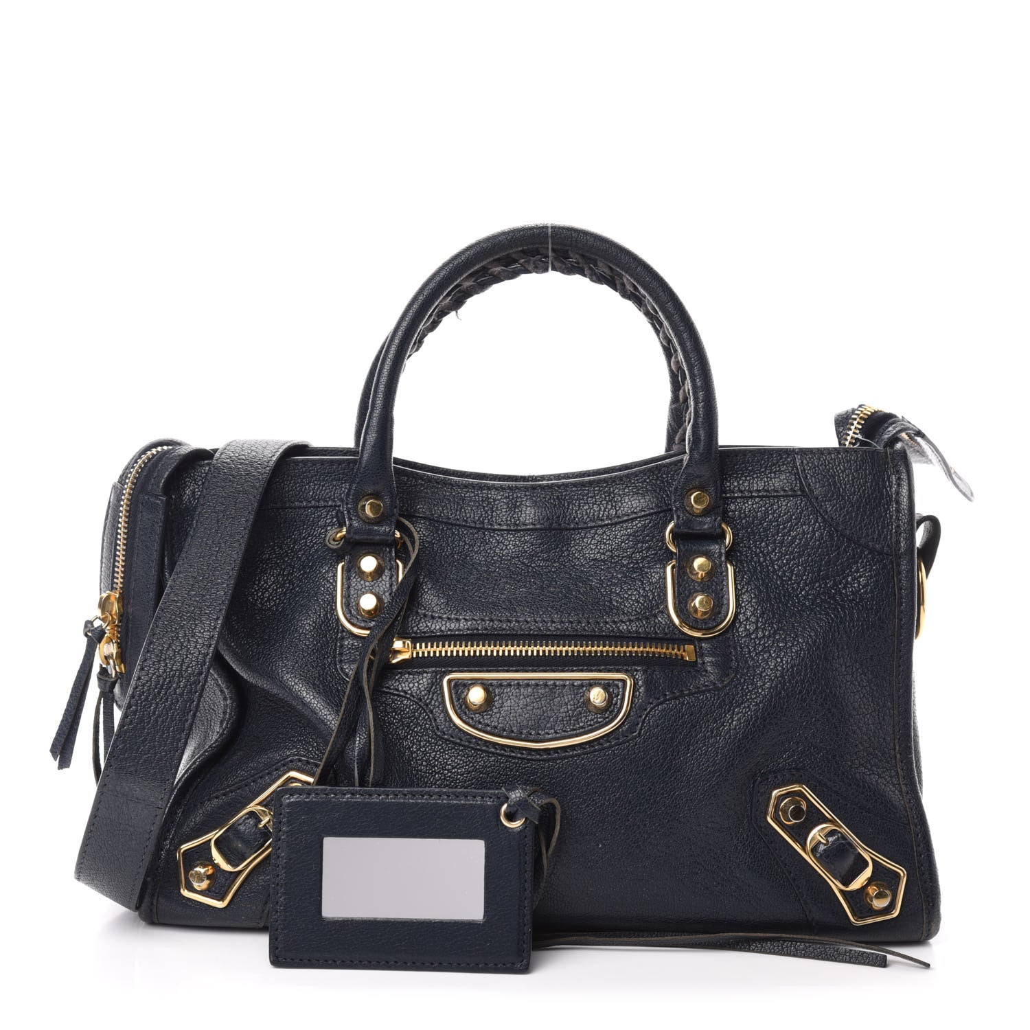 Balenciaga Chevre Gold Metallic Edge Hardware S City Bleu Nuit Dark Sea 1 of 11