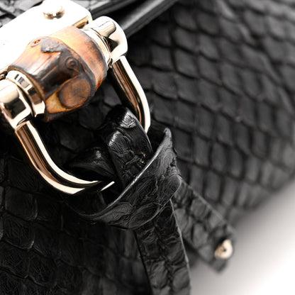 Gucci Snakeskin Bamboo Croisette Clutch Black 9 of 11