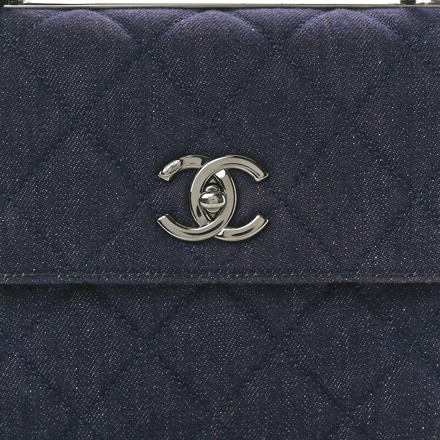 Denim Quilted Small Trendy CC Flap Dual Handle Bag Blue