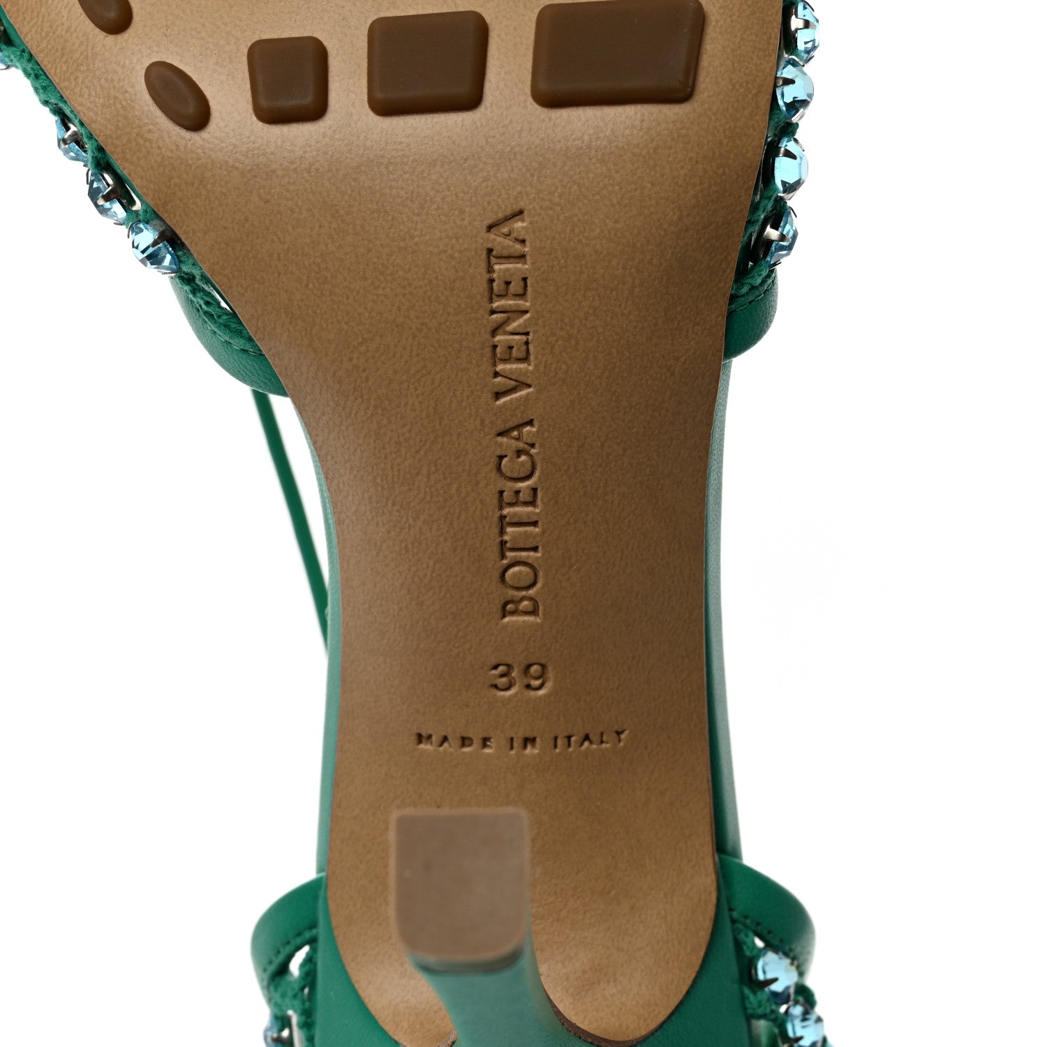 Bottega Veneta Mesh Nappa Crystal Embellished Sparkle Stretch Ankle Tie Sandals 39 Acid Turquoise 6 of 10