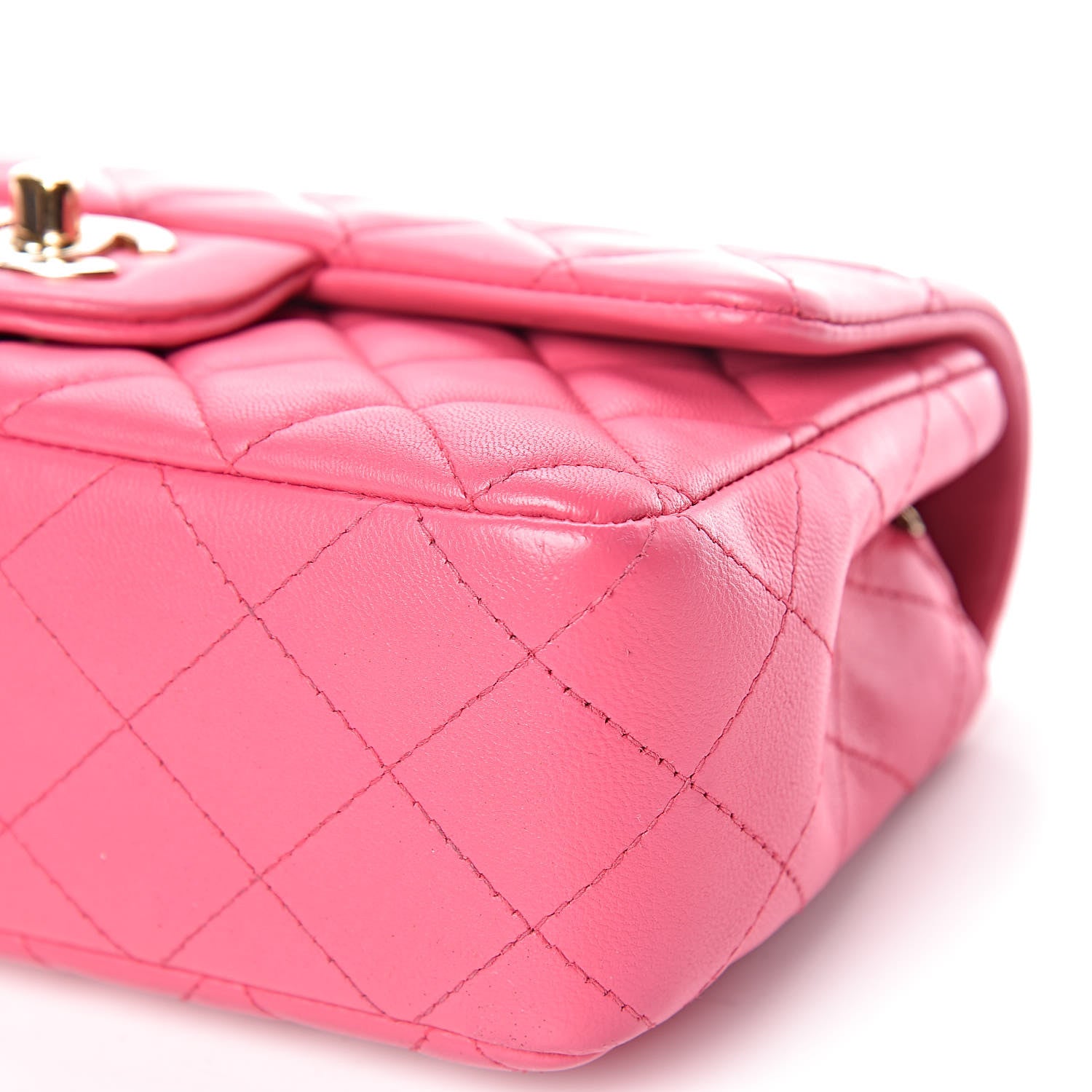 Chanel Lambskin Quilted Mini Rectangular Flap Dark Pink 11 of 13