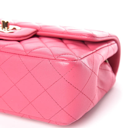Chanel Lambskin Quilted Mini Rectangular Flap Dark Pink 11 of 13