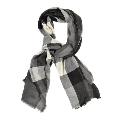 Burberry Cashmere Giant Check Lightweight Scarf Grey 1 of 4