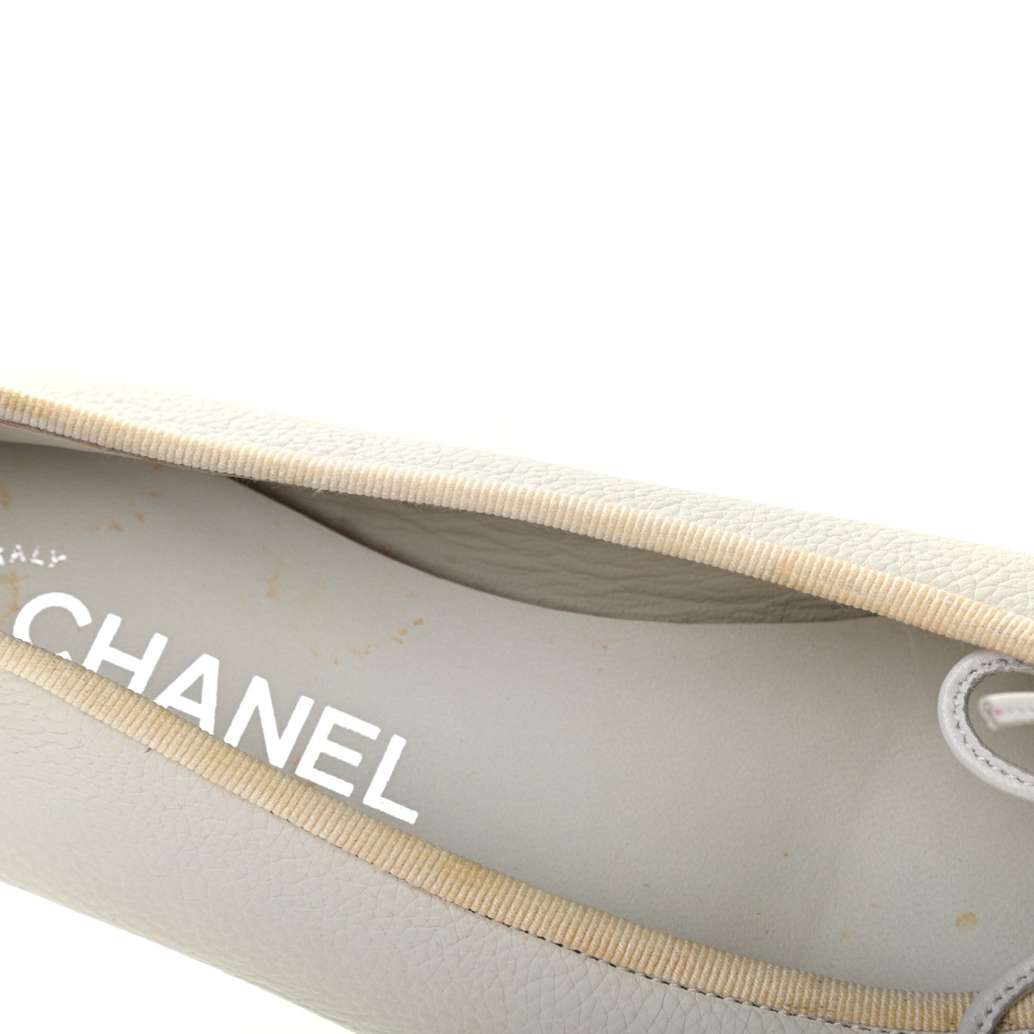 Chanel Calfskin Patent CC Cap Toe Ballerina Flats 37 White Blue 9 of 9