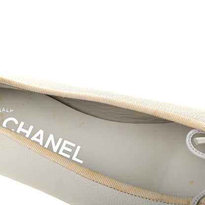 Chanel Calfskin Patent CC Cap Toe Ballerina Flats 37 White Blue 9 of 9