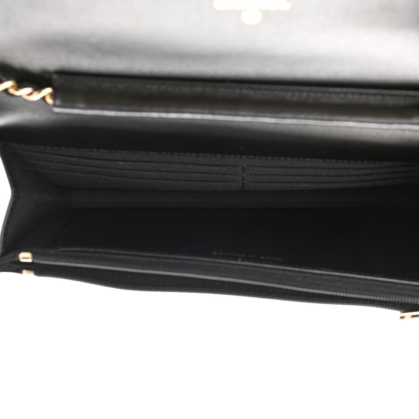 Lambskin Quilted Coco Bow Wallet On Chain WOC Black