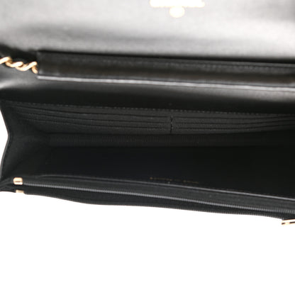 Chanel Lambskin Quilted Coco Bow Wallet On Chain WOC Black 5 of 9