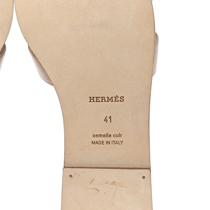 Hermes Box Calfskin Oran Sandals 41 Beige Nude 6 of 9