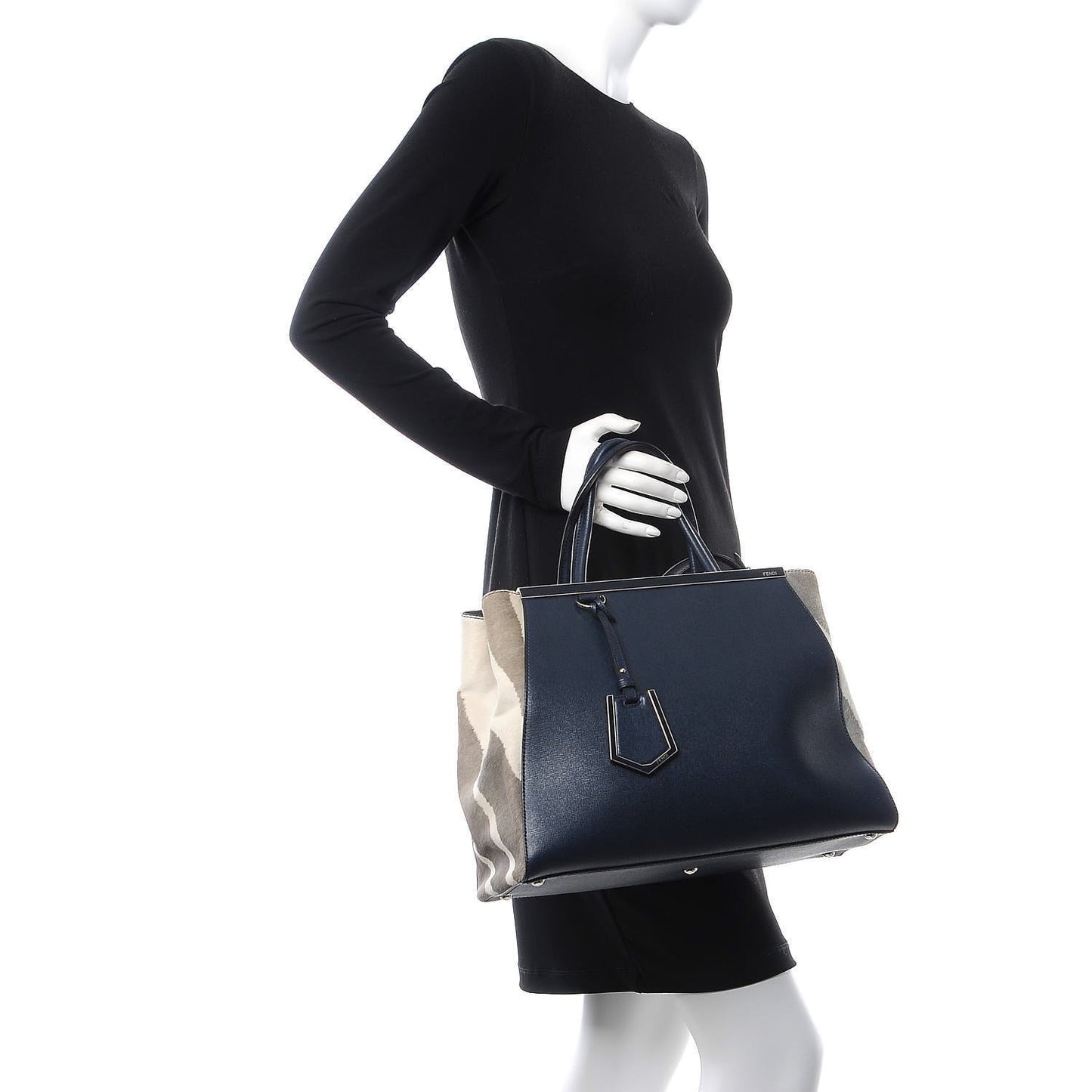 Vitello Elite Calf Hair Zebra Print Medium 2Jours Tote Blue Multicolor