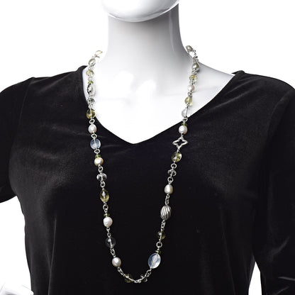 David Yurman Sterling Silver Pearl Peridot Citrine Quartz Quatrefoil Chain Necklace 2 of 6