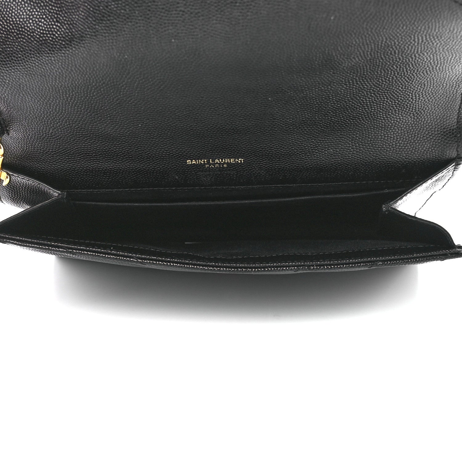 Saint Laurent Grain De Poudre Matelasse Chevron Monogram Envelope Clutch Black 4 of 10