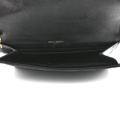 Saint Laurent Grain De Poudre Matelasse Chevron Monogram Envelope Clutch Black 4 of 10