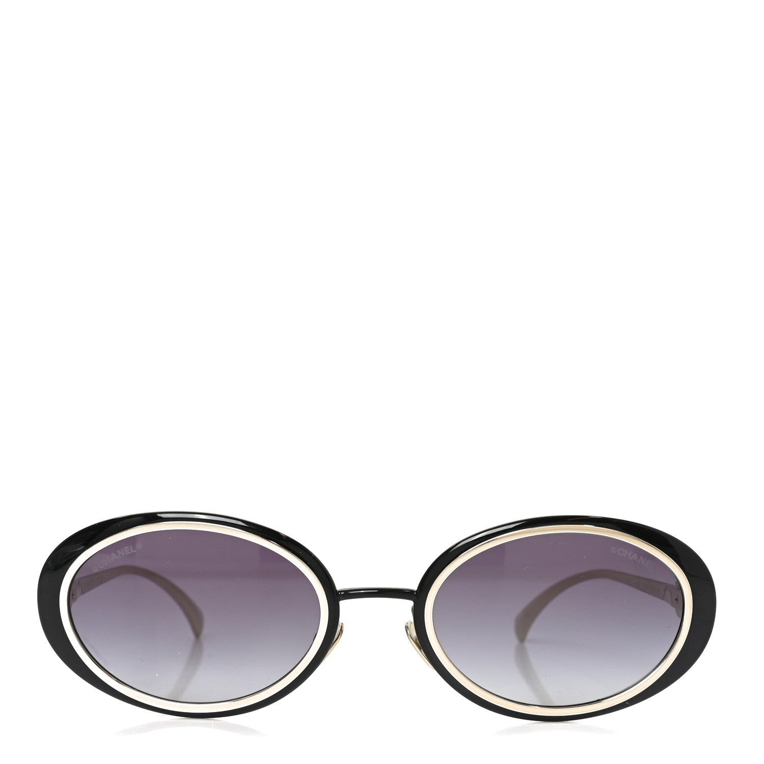 Chanel Metal Crystal Oval Sunglasses 71708 Black Gold 1907211