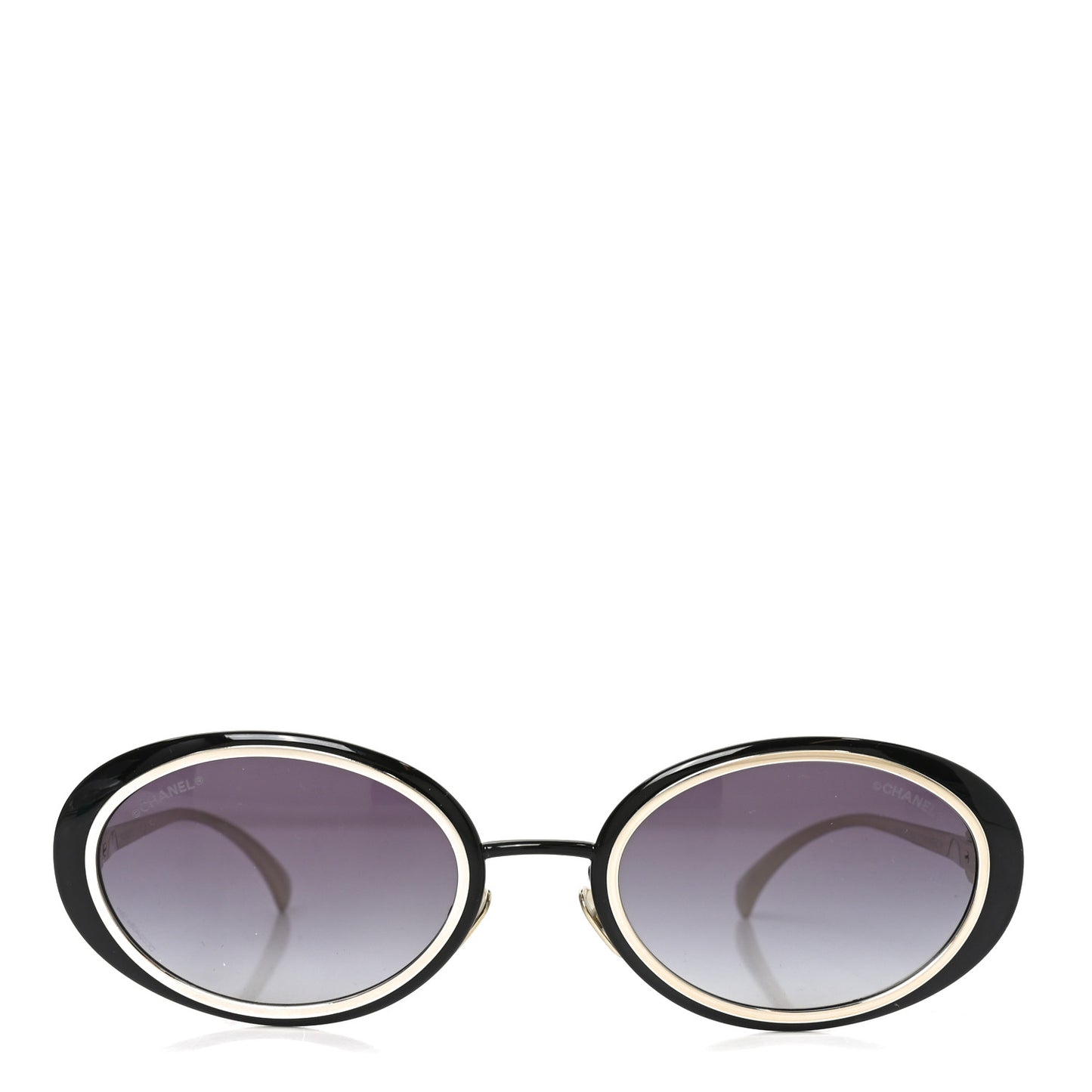 Metal Crystal Oval Sunglasses 71708 Black Gold