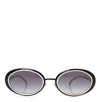 Chanel Metal Crystal Oval Sunglasses 71708 Black Gold 2 of 6