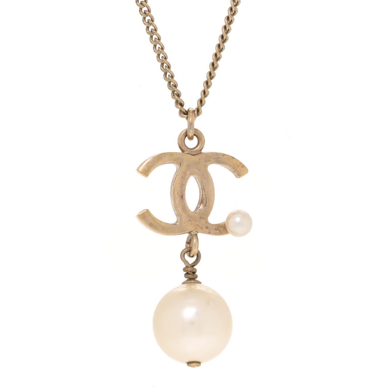 Chanel Pearl CC Drop Necklace Gold 4 of 7