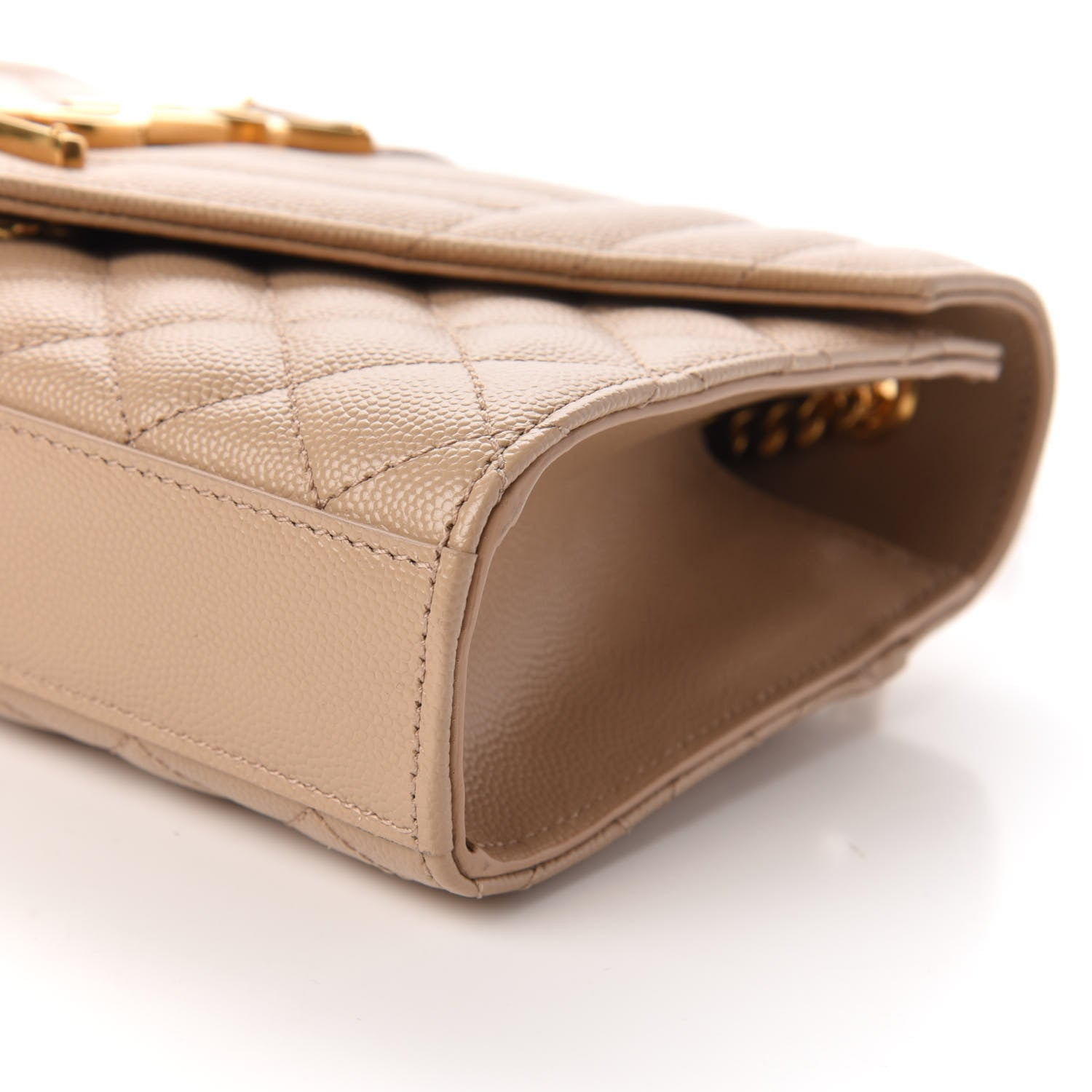 Saint Laurent Grain De Poudre Textured Mixed Matelasse Triquilt Small Monogram Satchel Cork 7 of 9