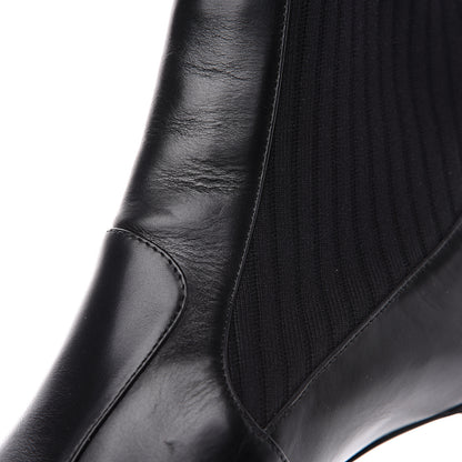 Fendi Vitellino Stretch Fabric Logo Rockoko Low Heel Sock Boots 40.5 Black White 7 of 8